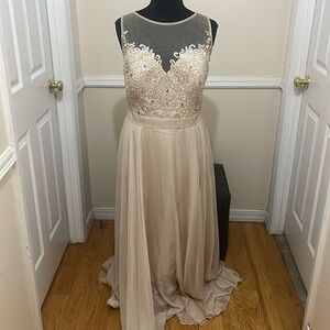 Champagne floor-length formal evening gown